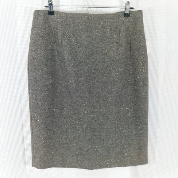 NWT@$40! LIZ CLAIBORNE! ESPRESSO BROWN AND METALLIC GOLD WOVEN SKIRT! SZ 12 - Picture 2 of 9